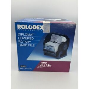 Rolodex Diplomat Covered Rotary Card File DRF-24C Black w/ 500 Cards NOS